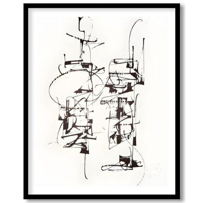 """Calligraphic Structures"" presents a dynamic interplay of linear forms, reminiscent of expressiv… for home