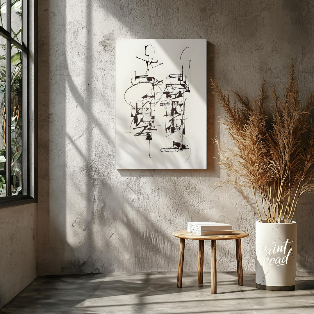 """Calligraphic Structures"" presents a dynamic interplay of linear forms, reminiscent of expressiv… for other