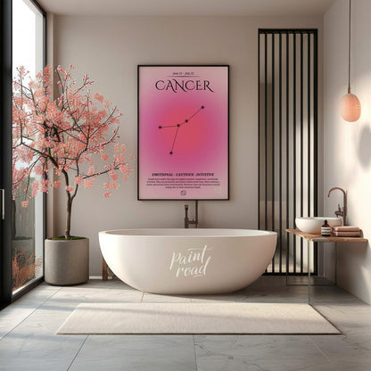This Cancer zodiac sign poster beautifully represents the astrological essence of those born betwee… for bathroom