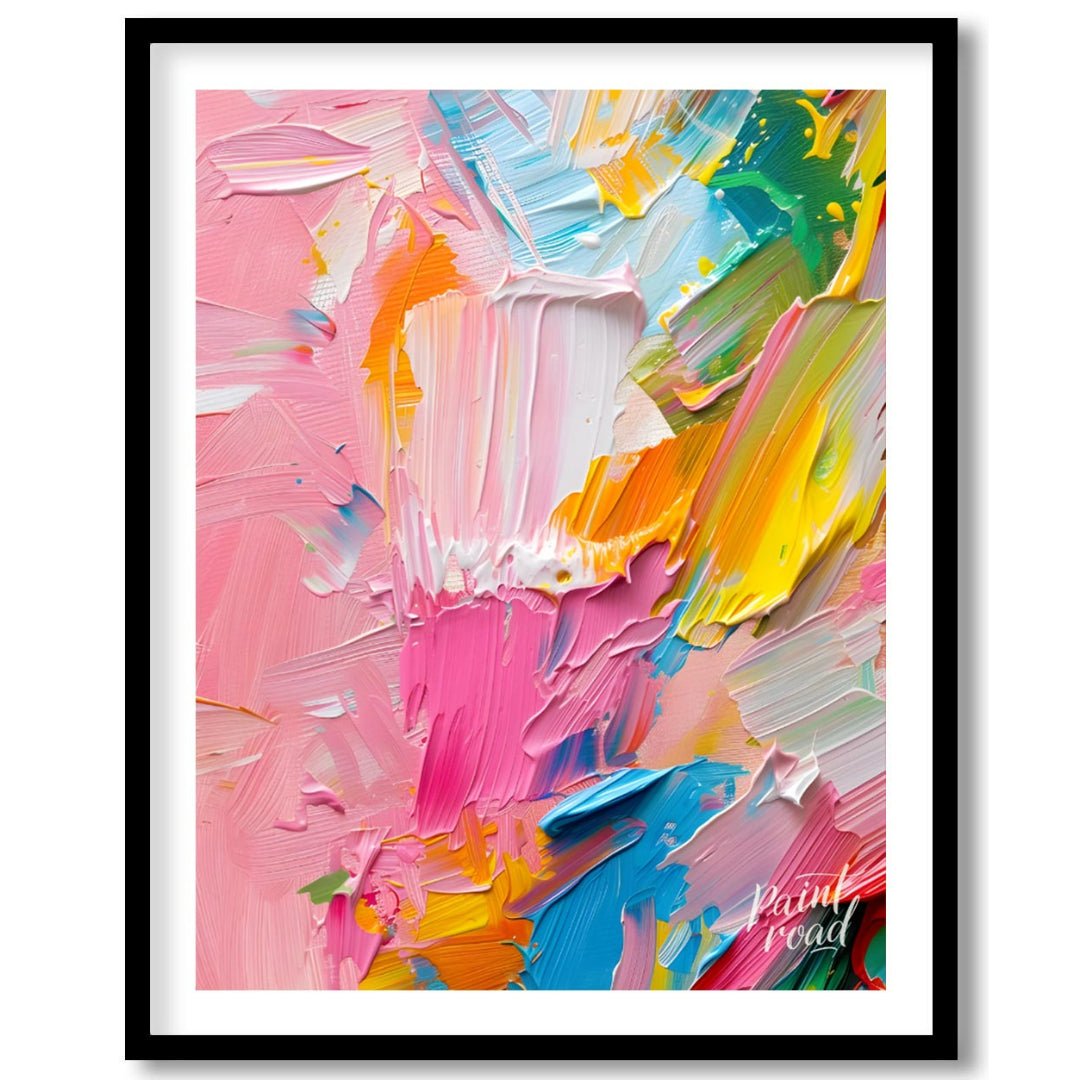 This vibrant art is an abstract painting bursting with vibrant, playful colors and thick, textured … for abode