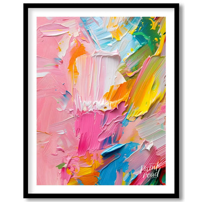 This vibrant art is an abstract painting bursting with vibrant, playful colors and thick, textured … for abode