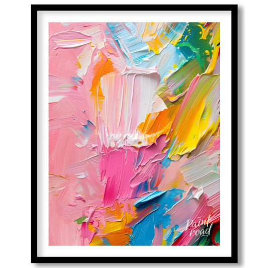 This vibrant art is an abstract painting bursting with vibrant, playful colors and thick, textured … for abode