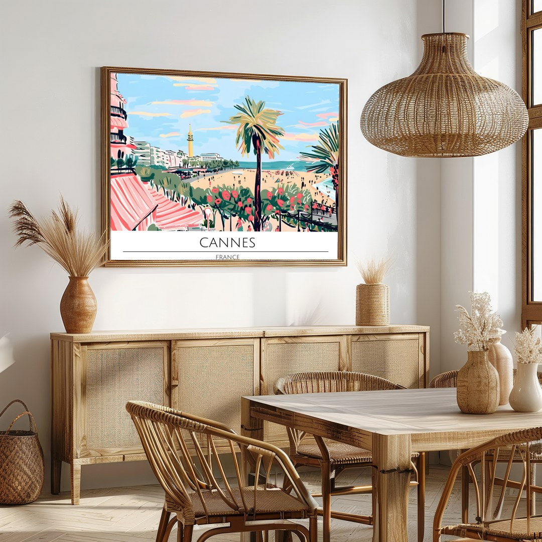 Capture the essence of the French Riviera with this stunning artwork of Cannes' beachfront. for Dining