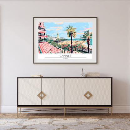 Capture the essence of the French Riviera with this stunning artwork of Cannes' beachfront. for Foyer