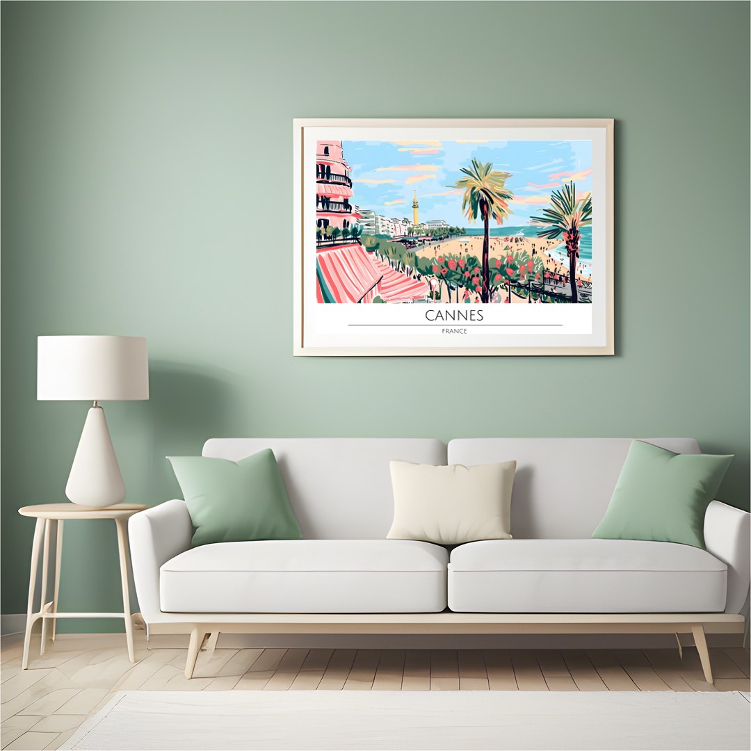 Capture the essence of the French Riviera with this stunning artwork of Cannes' beachfront. for Hall