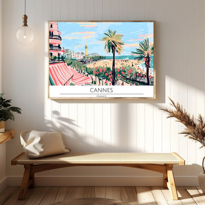 Capture the essence of the French Riviera with this stunning artwork of Cannes' beachfront. for Hallway