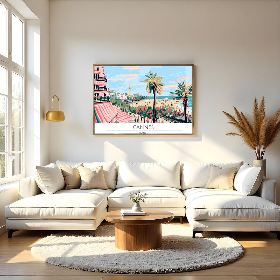 Capture the essence of the French Riviera with this stunning artwork of Cannes' beachfront. for Living Room