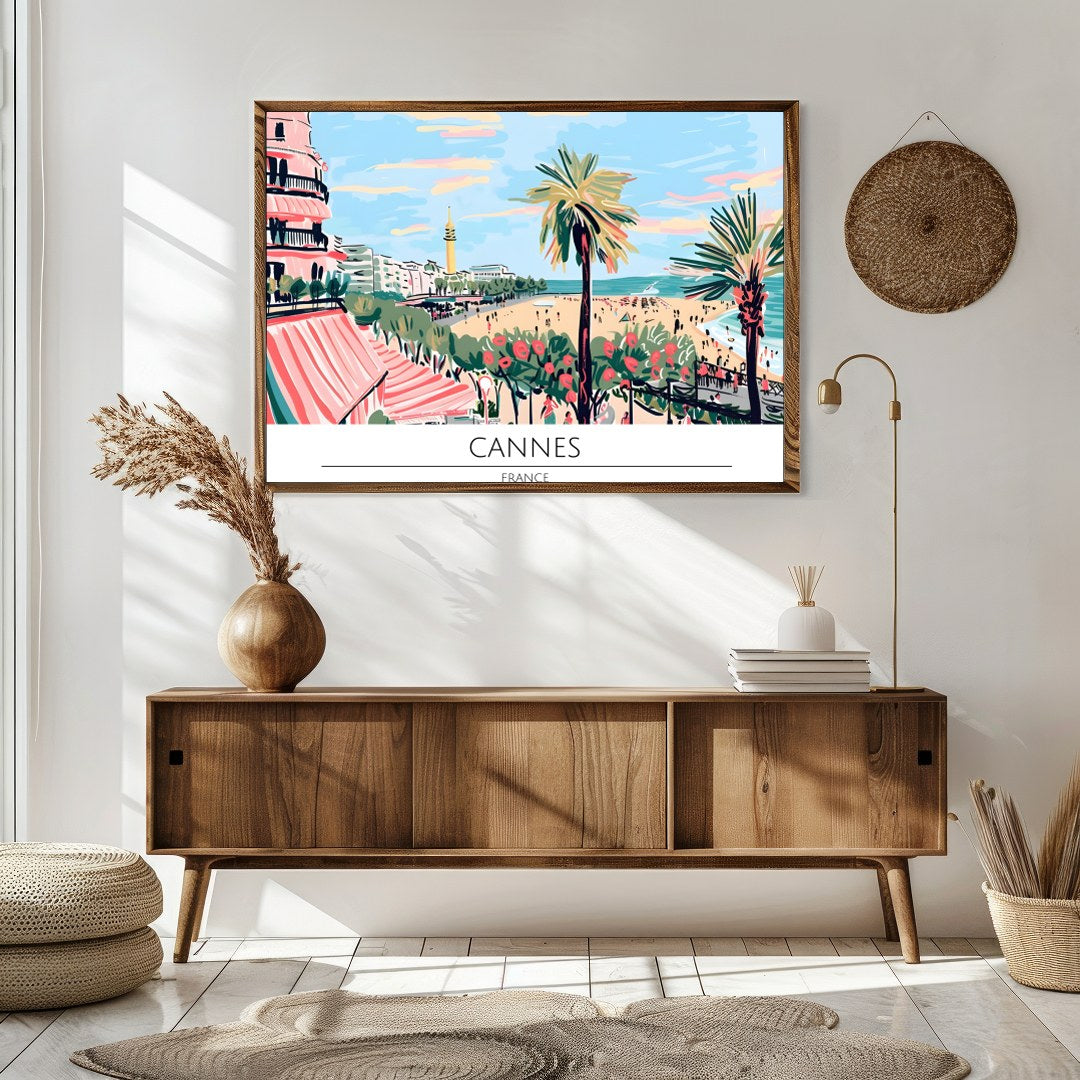 Capture the essence of the French Riviera with this stunning artwork of Cannes' beachfront. for Sitting Area