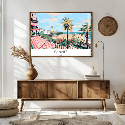 Capture the essence of the French Riviera with this stunning artwork of Cannes' beachfront. for Sitting Area