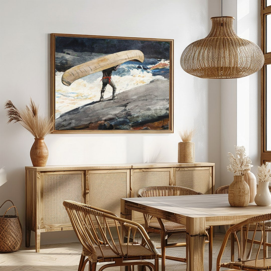 Capture the spirit of adventure with this stunning artwork depicting a lone figure navigating for Dining