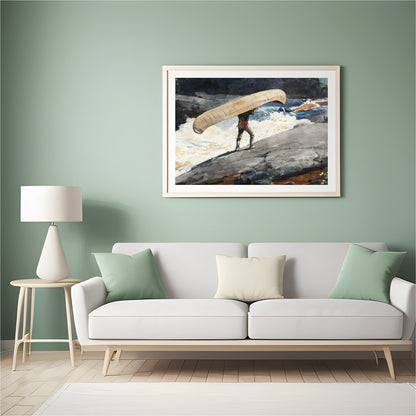Capture the spirit of adventure with this stunning artwork depicting a lone figure navigating for Hall