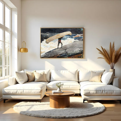 Capture the spirit of adventure with this stunning artwork depicting a lone figure navigating for Living Room