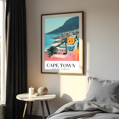 Experience the tranquil beauty of Cape Town with this captivating art print, featuring vibrant hues for Bedroom