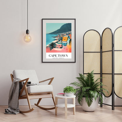 Experience the tranquil beauty of Cape Town with this captivating art print, featuring vibrant hues for Foyer