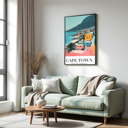 Experience the tranquil beauty of Cape Town with this captivating art print, featuring vibrant hues for Hall