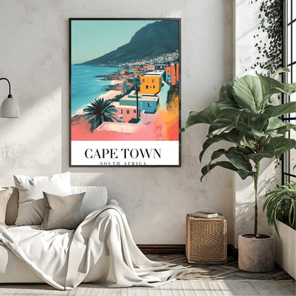 Experience the tranquil beauty of Cape Town with this captivating art print, featuring vibrant hues for Living Room