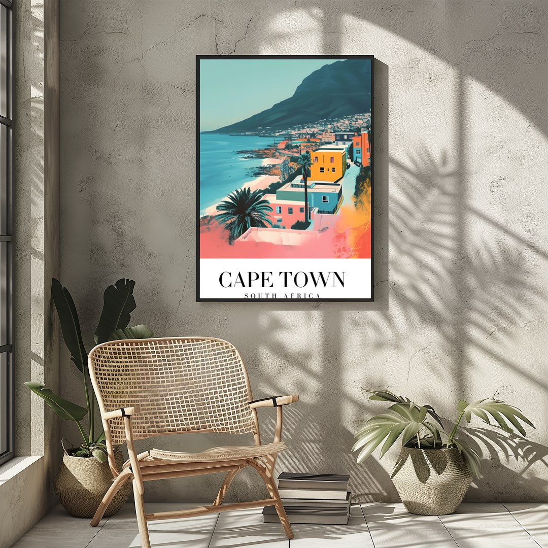 Experience the tranquil beauty of Cape Town with this captivating art print, featuring vibrant hues for Sitting Area