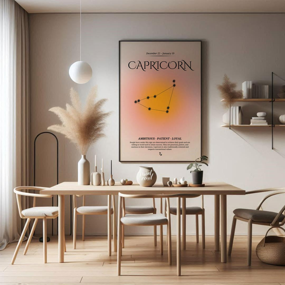 This Capricorn zodiac sign poster is designed for those born between December 22 and January 19, fe… for dining room