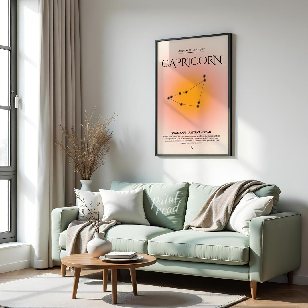 This Capricorn zodiac sign poster is designed for those born between December 22 and January 19, fe… for living room