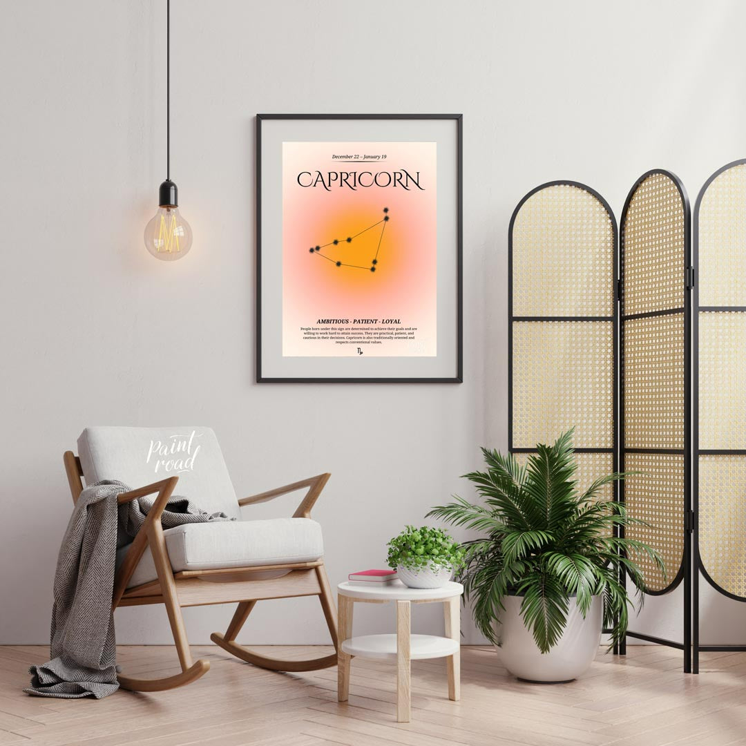 This Capricorn zodiac sign poster is designed for those born between December 22 and January 19, fe… for living room