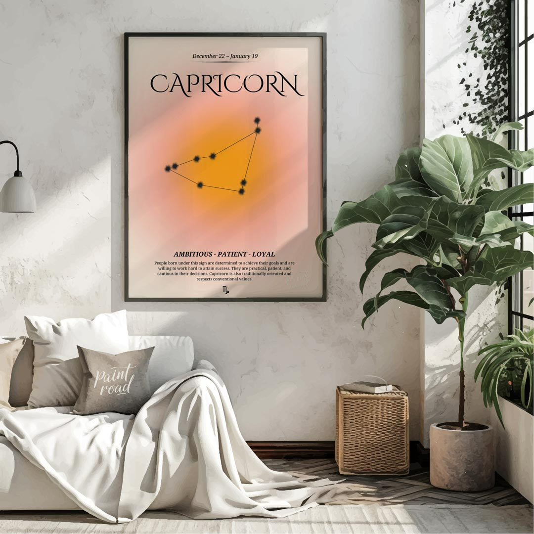 This Capricorn zodiac sign poster is designed for those born between December 22 and January 19, fe… for living room