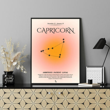 This Capricorn zodiac sign poster is designed for those born between December 22 and January 19, fe… for office