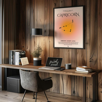 This Capricorn zodiac sign poster is designed for those born between December 22 and January 19, fe… for office