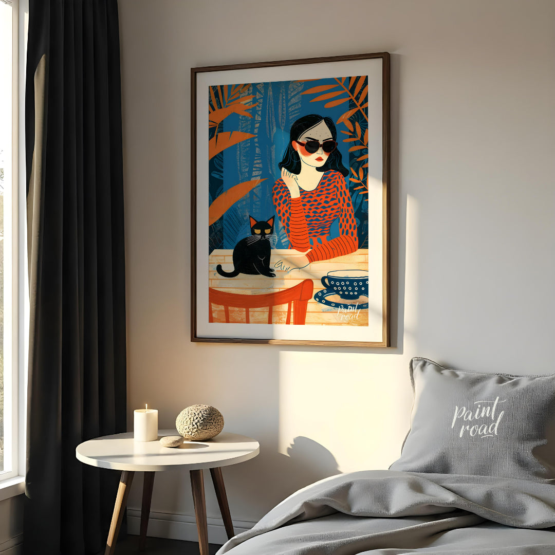 "This painting is a bold and stylish modern illustration that captures a mood of quiet confidence, … for bedroom