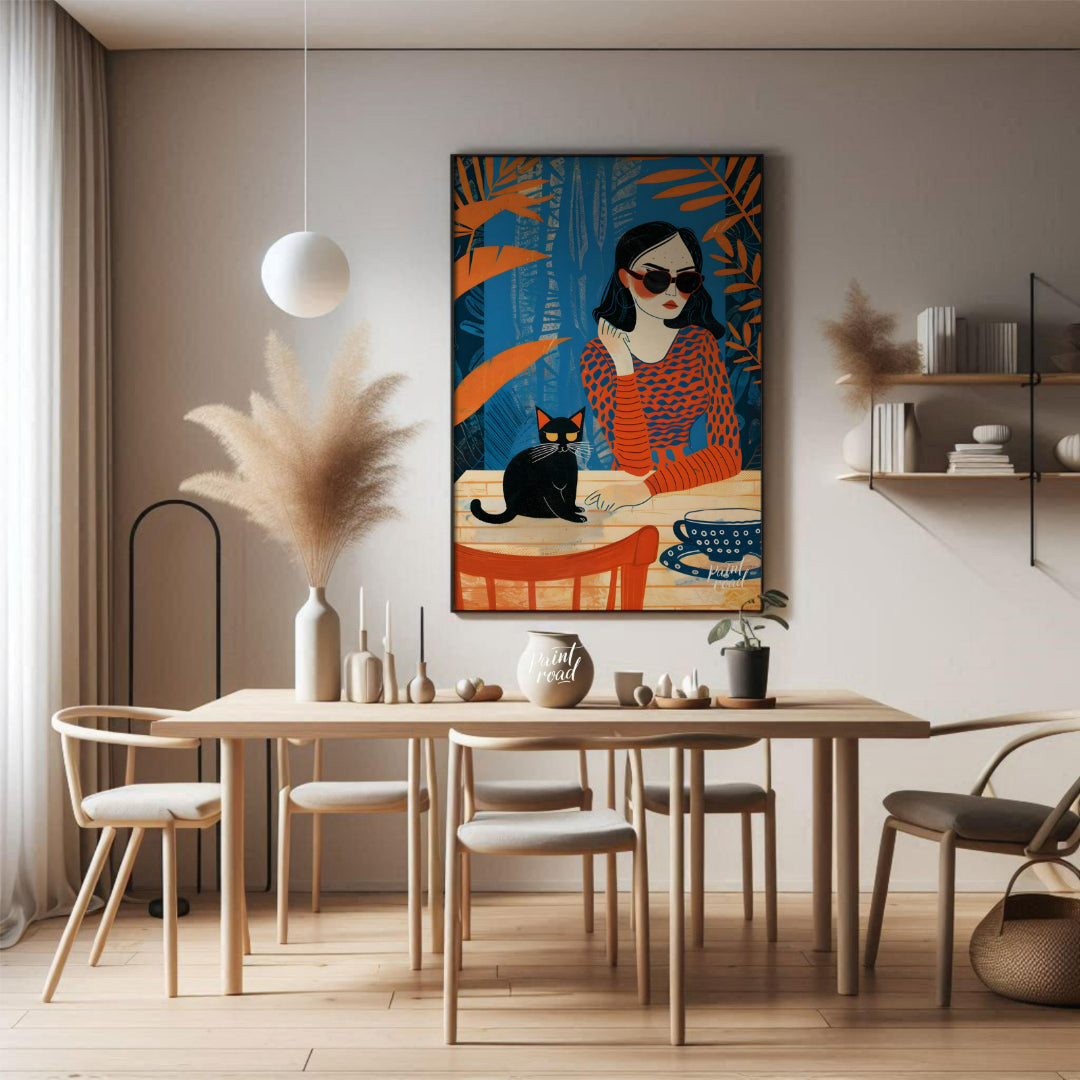 "This painting is a bold and stylish modern illustration that captures a mood of quiet confidence, … for dining room