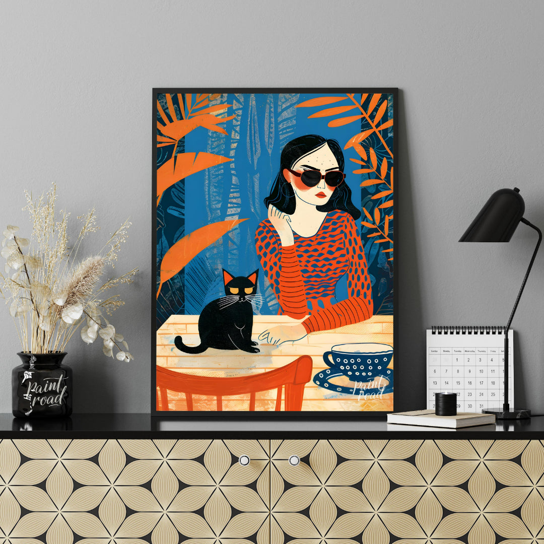 "This painting is a bold and stylish modern illustration that captures a mood of quiet confidence, … for living room