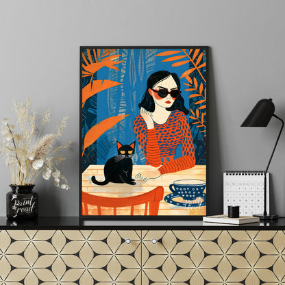 "This painting is a bold and stylish modern illustration that captures a mood of quiet confidence, … for living room