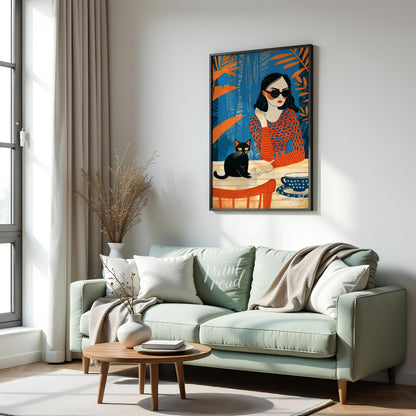 "This painting is a bold and stylish modern illustration that captures a mood of quiet confidence, … for living room
