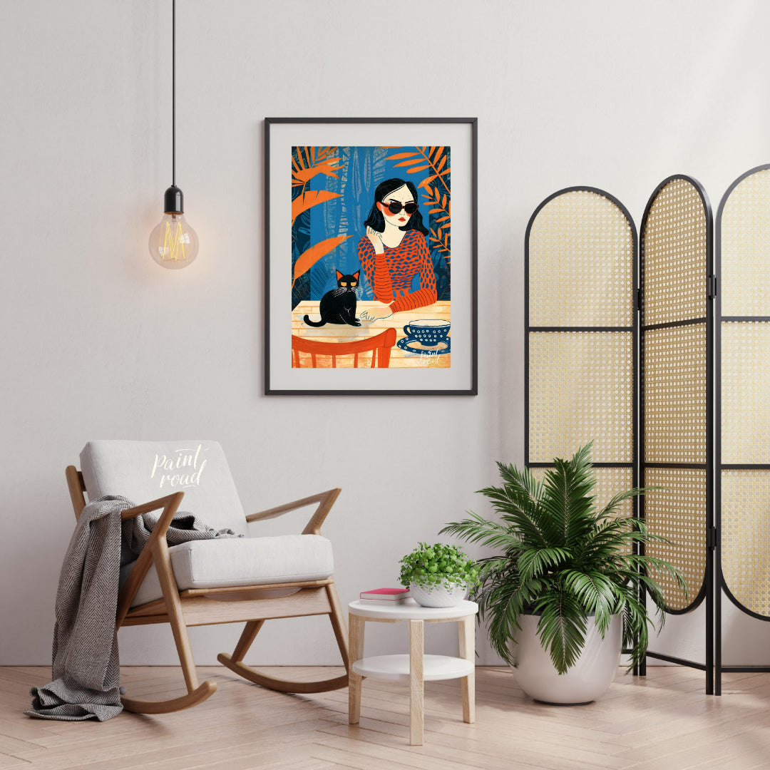 "This painting is a bold and stylish modern illustration that captures a mood of quiet confidence, … for living room