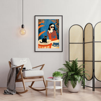 "This painting is a bold and stylish modern illustration that captures a mood of quiet confidence, … for living room