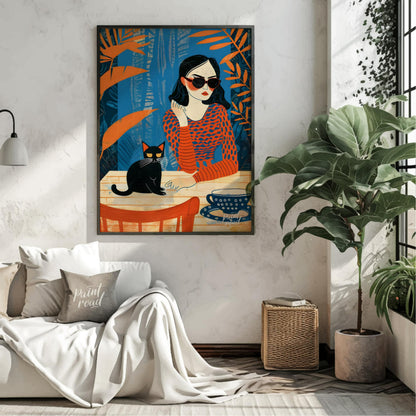 "This painting is a bold and stylish modern illustration that captures a mood of quiet confidence, … for living room