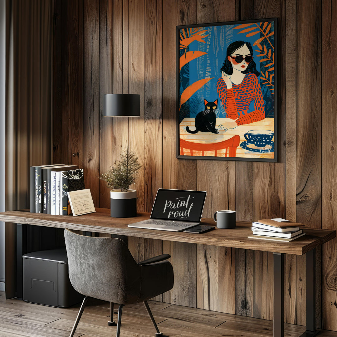 "This painting is a bold and stylish modern illustration that captures a mood of quiet confidence, … for office