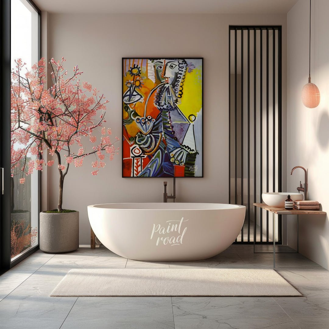 This striking and colorful painting by Pablo Picasso showcases a “Cavalier with Pipe,” a recurring … for bathroom