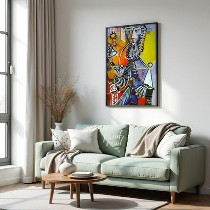 This striking and colorful painting by Pablo Picasso showcases a “Cavalier with Pipe,” a recurring … for living room