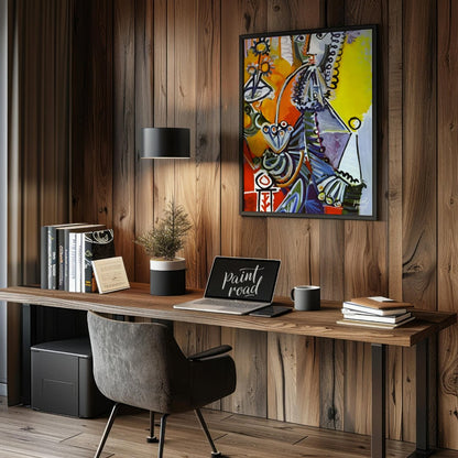 This striking and colorful painting by Pablo Picasso showcases a “Cavalier with Pipe,” a recurring … for office