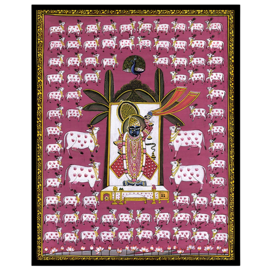 Immerse your space in the enchanting world of Pichwai with this captivating artwork featuring for kitchen