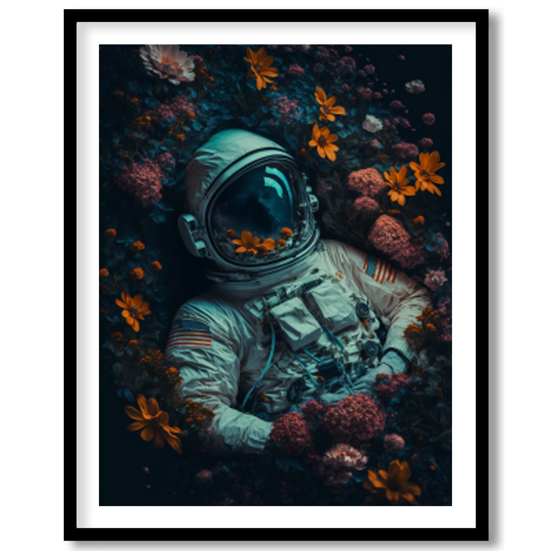 Immerse yourself in a surreal exploration where the infinite cosmos meets earthly flora. This for area