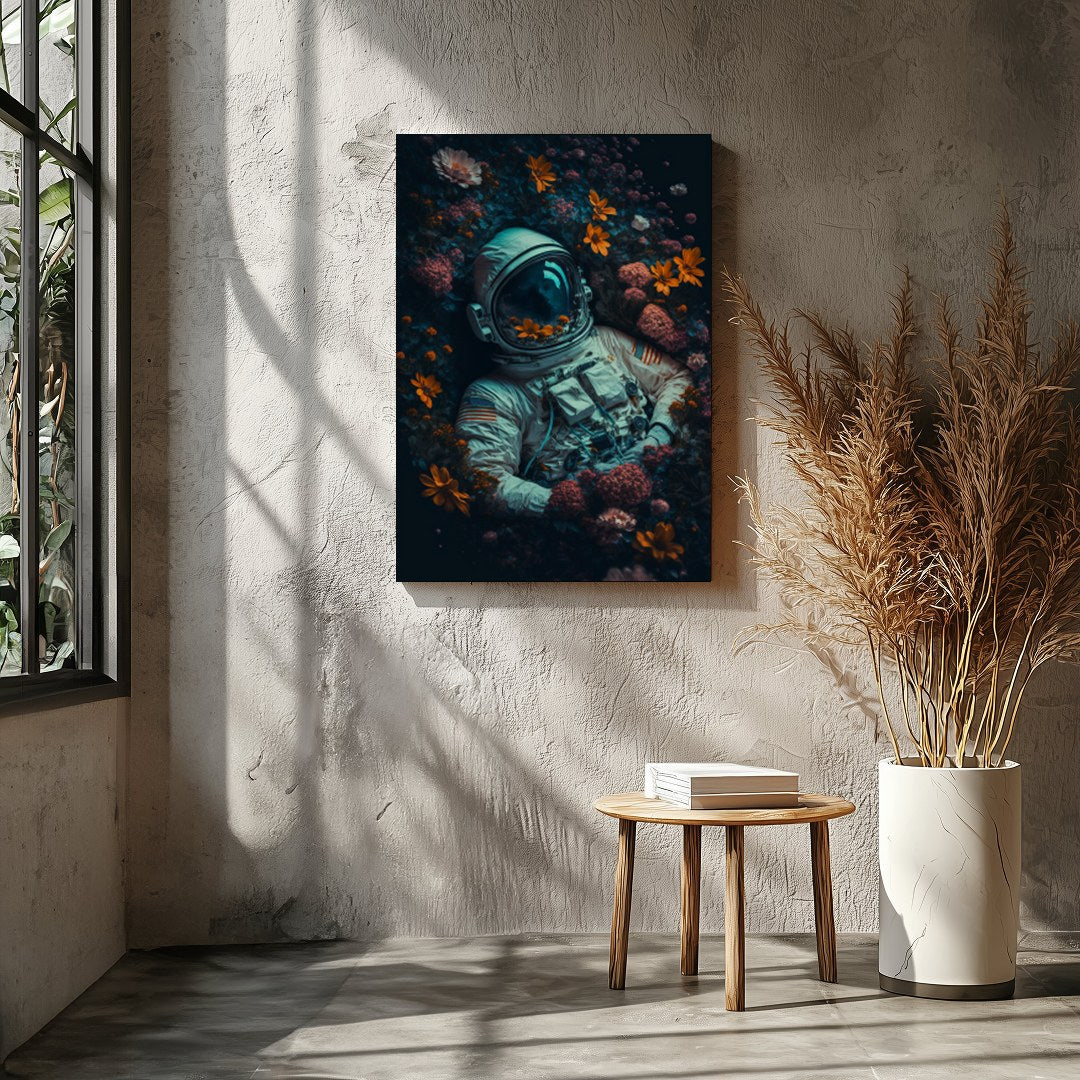 Immerse yourself in a surreal exploration where the infinite cosmos meets earthly flora. This for Entrance