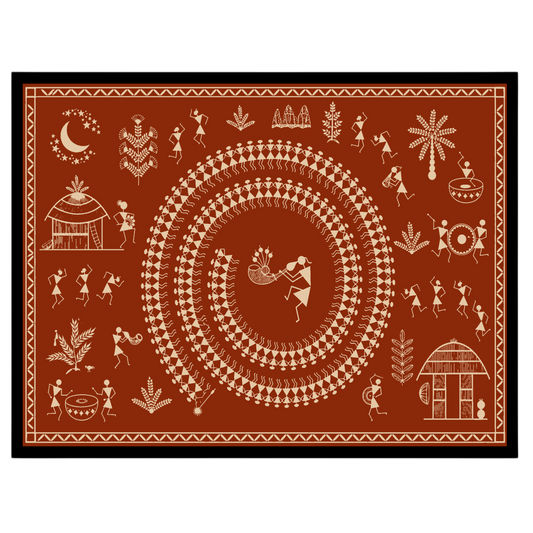Experience the mesmerizing rhythm of village life with this captivating Warli Art print. Featuring for decor