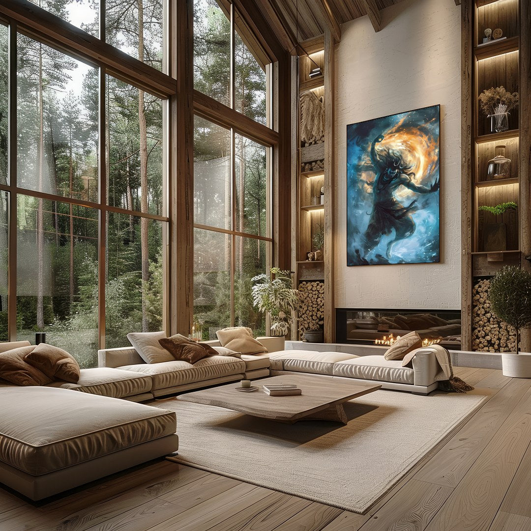 Immerse yourself in the mesmerizing energy of the cosmic dance captured in this stunning piece. for Living Room