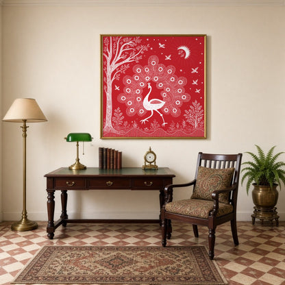 Embrace the rhythmic harmony of nature with this captivating Warli art print, featuring a majestic for Study