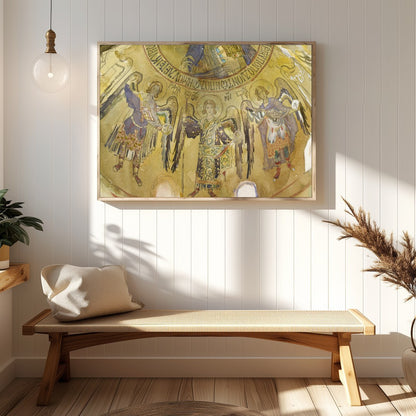 Immerse yourself in the ethereal beauty of an ancient celestial fresco, adorned with graceful for Hallway