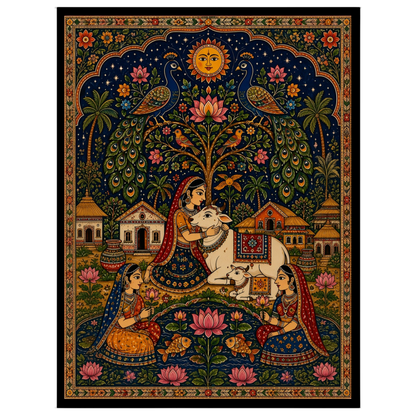 Immerse yourself in the divine elegance of traditional Pichwai art with this exquisite piece for hallway