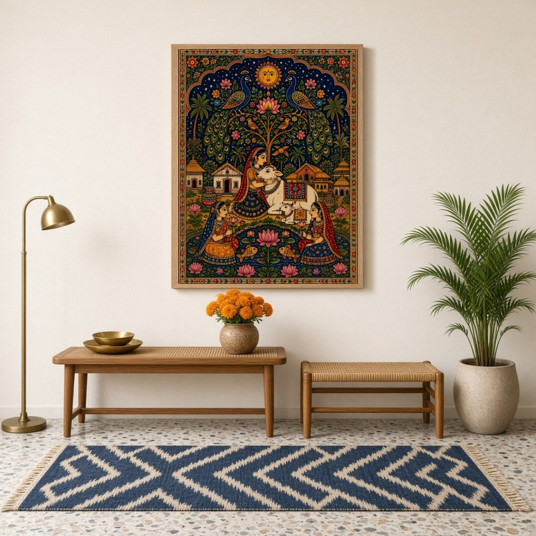 Immerse yourself in the divine elegance of traditional Pichwai art with this exquisite piece for haven