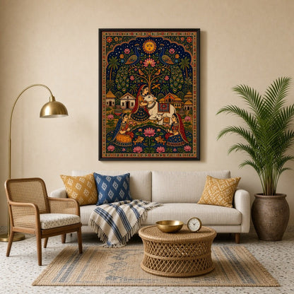 Immerse yourself in the divine elegance of traditional Pichwai art with this exquisite piece for Living Room