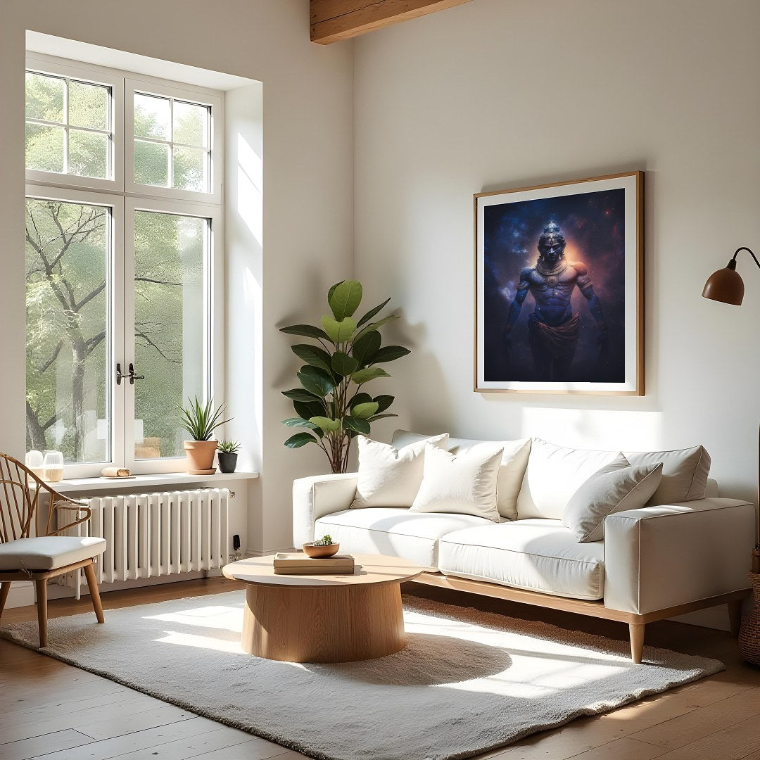 Invite the divine and the mystical into your space with this stunning artwork, capturing a guardian for Living Room